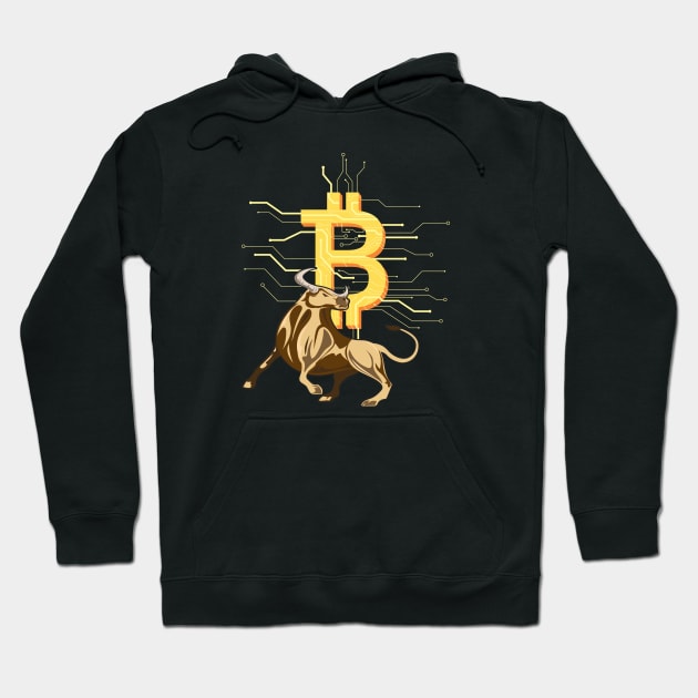 Bitcoin Bull crypto currency Hoodie by Foxxy Merch